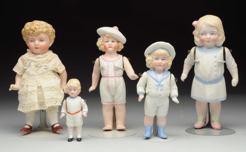 Appraisal: Lot Of German All-Bisque Dolls Four are by Hertwig with