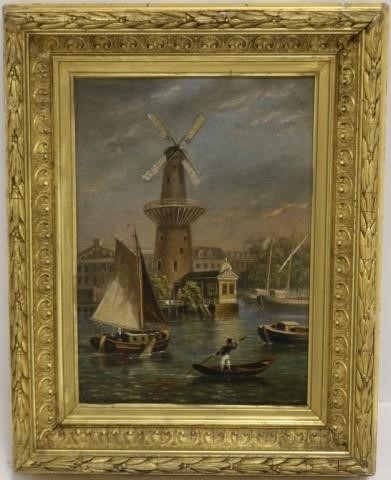 Appraisal: JOHN PERRY NEWELL - RI OIL ON CANVAS TITLED ROTTERDAM