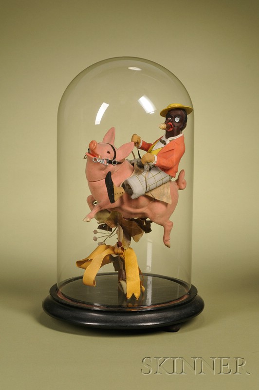 Appraisal: Rare Pig Candy Container with Black Gentleman Rider Germany c