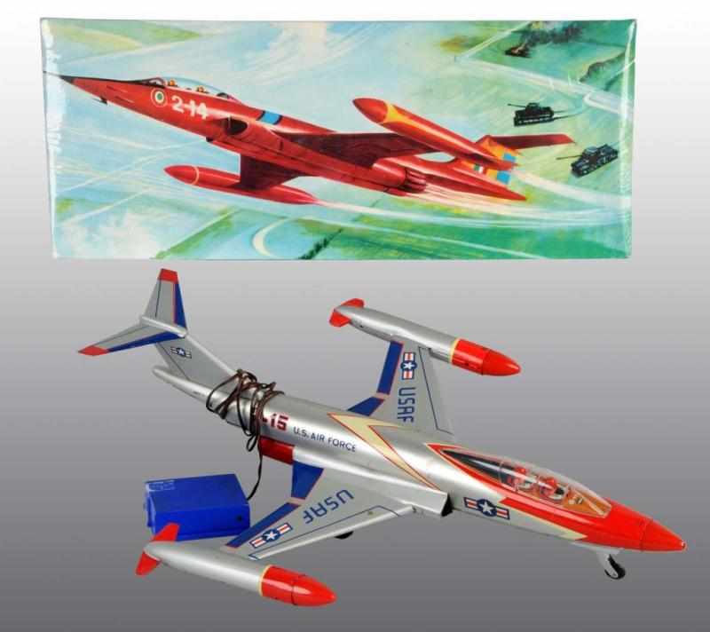 Appraisal: Tin Ingap USAF Airplane Battery-Operated Toy Description Italian Working Remote