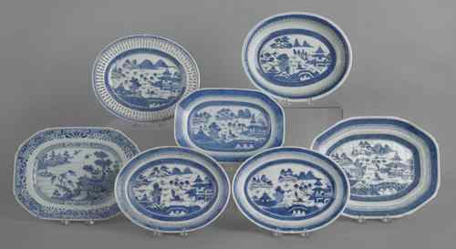 Appraisal: Seven Chinese export porcelain blue and white platters and undertrays