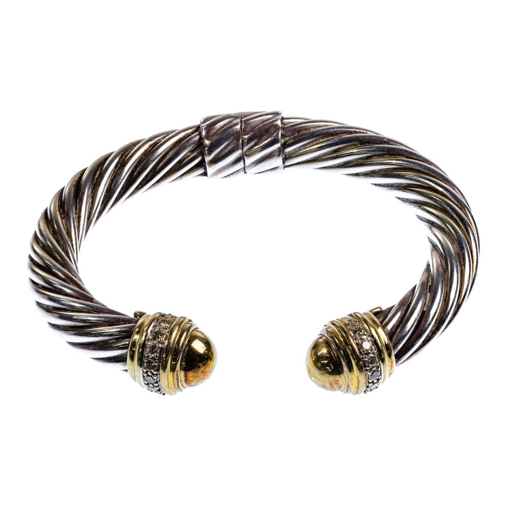 Appraisal: DAVID YURMAN K GOLD STERLING SILVER AND DIAMOND CABLE CUFF