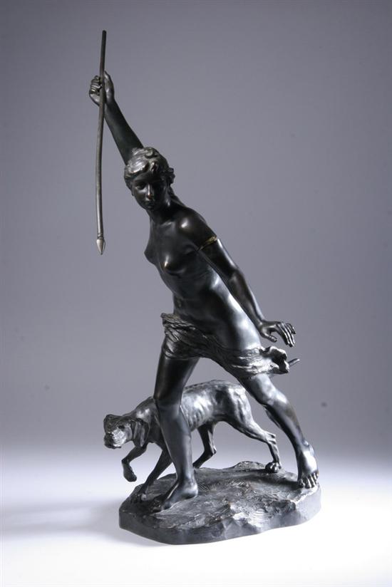 Appraisal: FERDINAND LUGERTH Austrian - Diana with her Hound Bronze signed