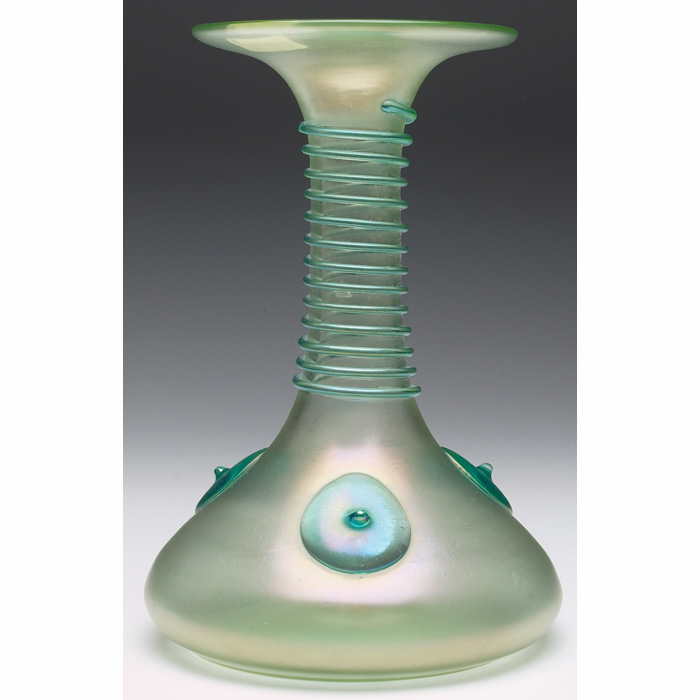 Appraisal: Loetz Orpheus vase unusual form with flaring base and rim