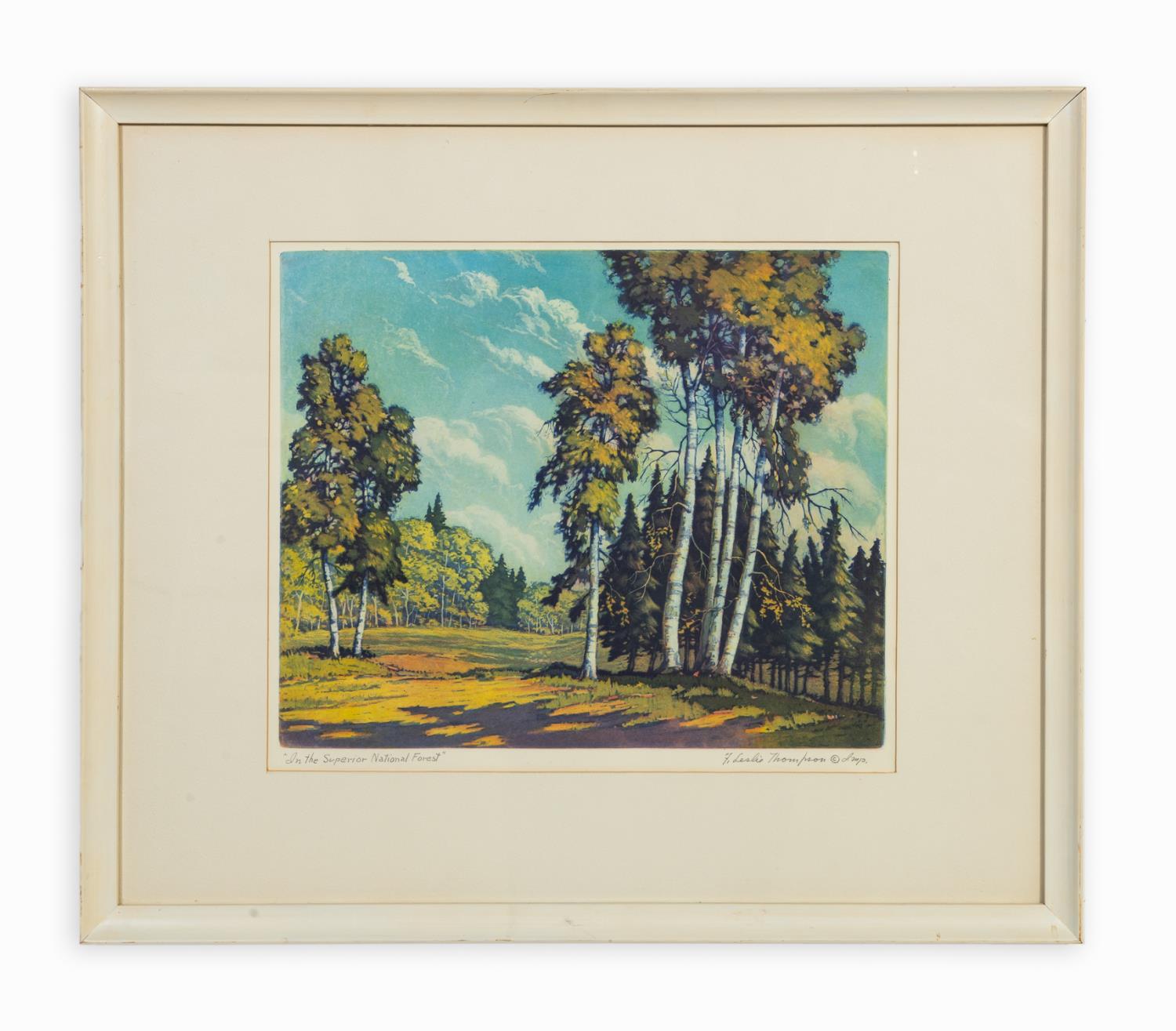 Appraisal: F LESLIE THOMPSON FOREST LANDSCAPE ETCHING Floyd Leslie Thompson American