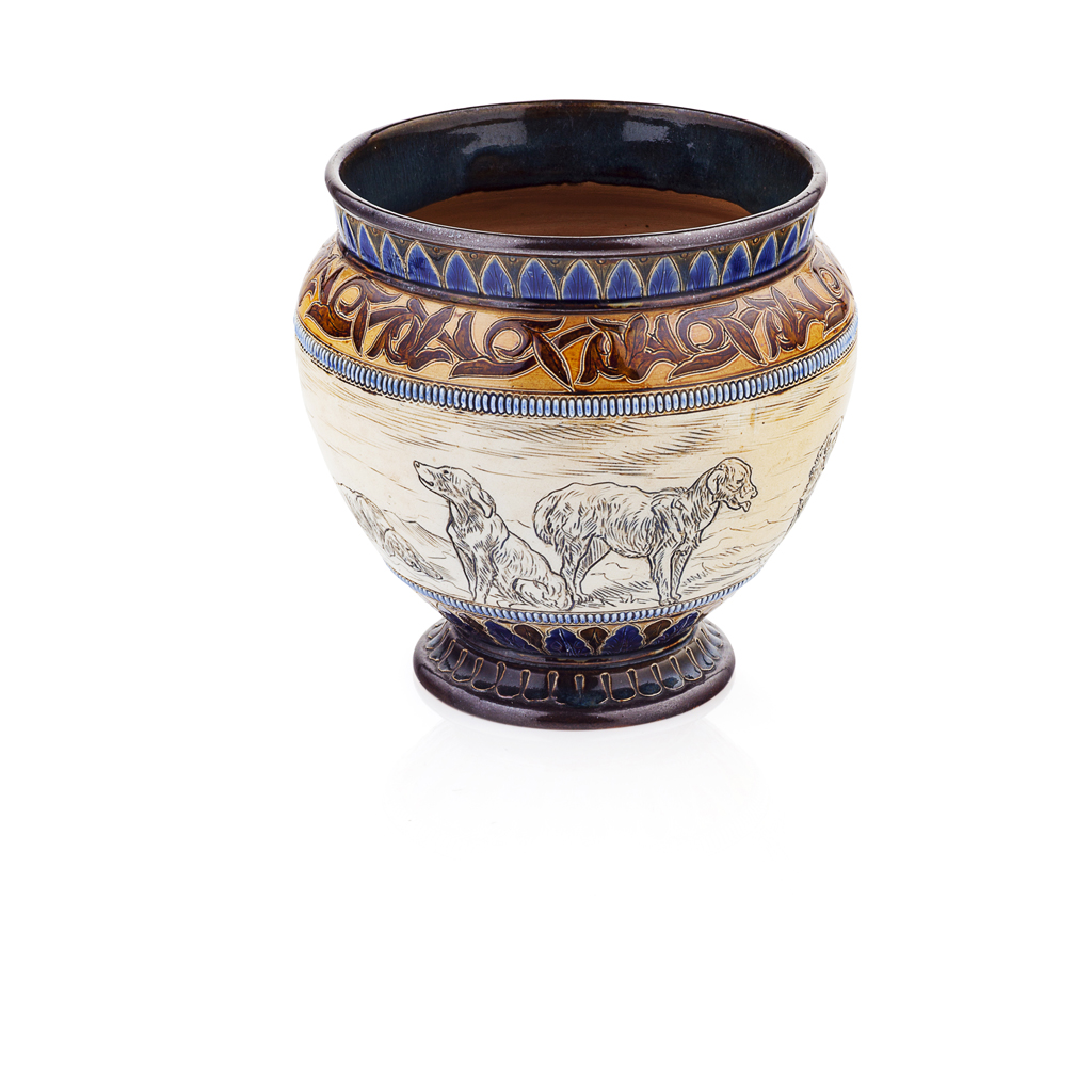 Appraisal: HANNAH BARLOW - FOR DOULTON LAMBETH STONEWARE JARDINIERE DATED incised