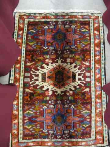 Appraisal: Heriz Persian Handmade Mat geometric floral thick pile ' ''