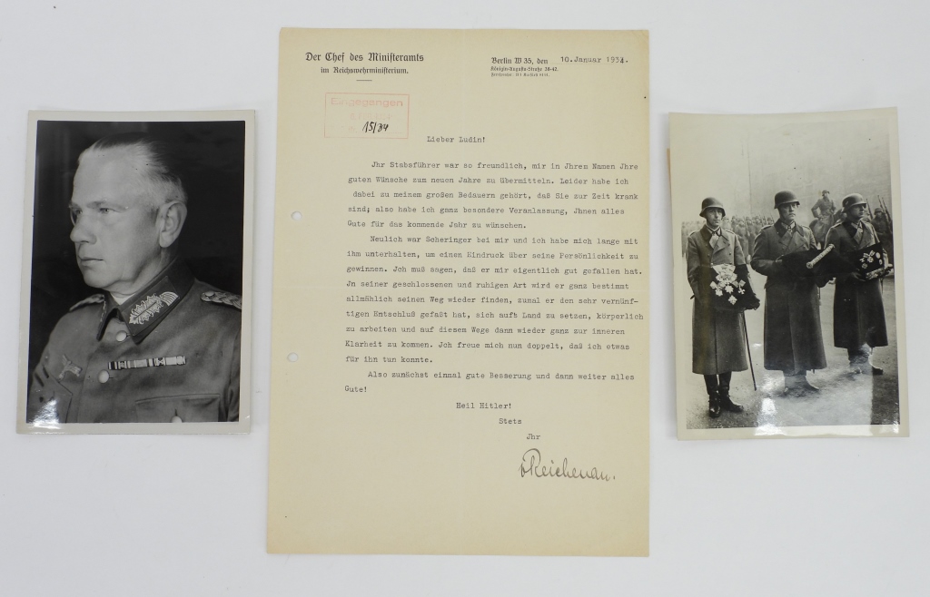 Appraisal: GENERAL WALTER VON REICHENAU-SIGNED LETTER Germany C A letter from