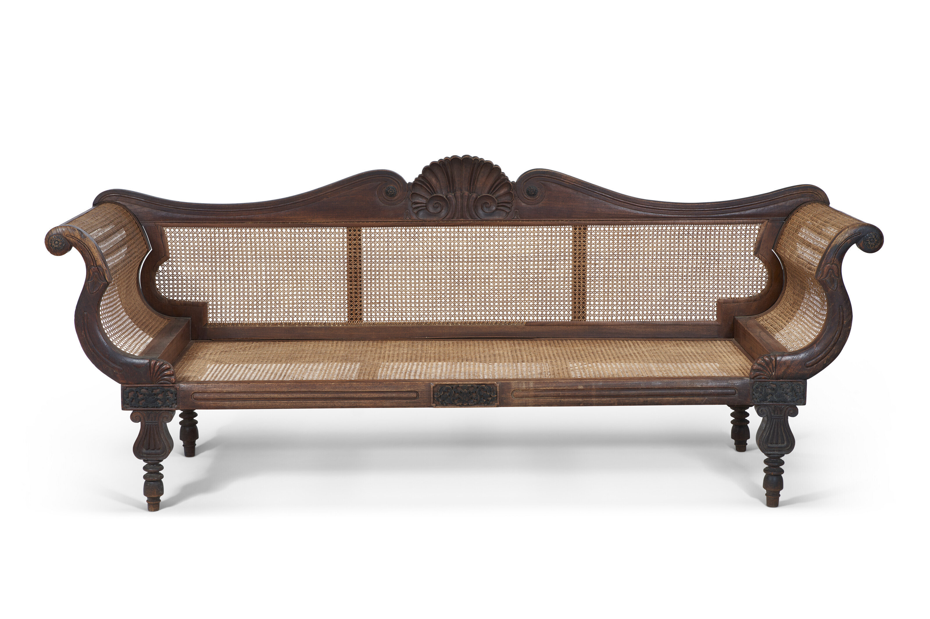 Appraisal: THE TALBOT FAMILY CLASSICAL CARVED HARDWOOD CANNED SETTEE CHINESE EXPORT