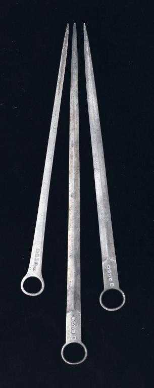 Appraisal: ONE AND A GRADUATED PAIR OF GEORGE III MEAT SKEWERS