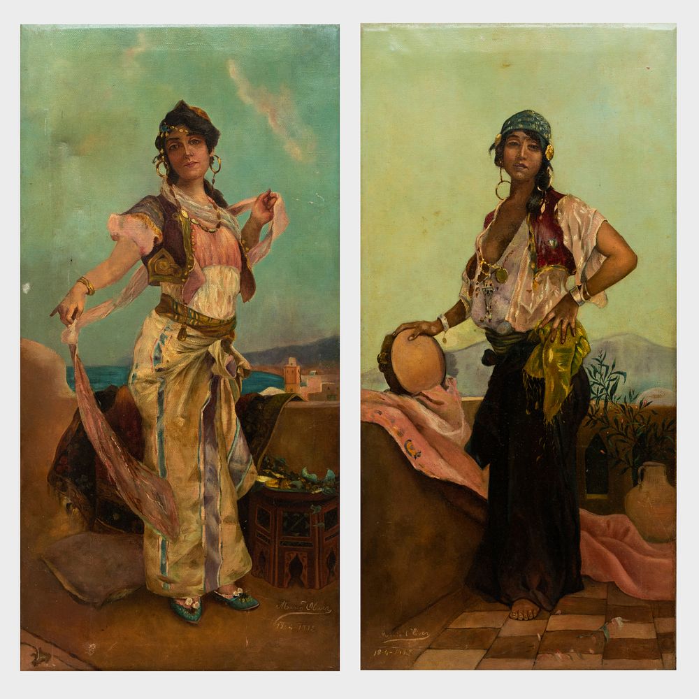 Appraisal: Maria Coppa Oliver b Gypsy Dancers A Pair Two oil