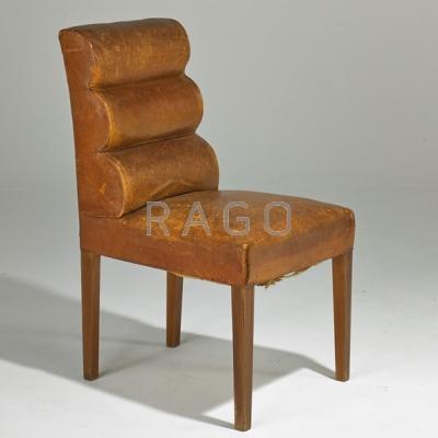 Appraisal: STYLE OF JEAN MICHEL FRANK Side chair France s Leather