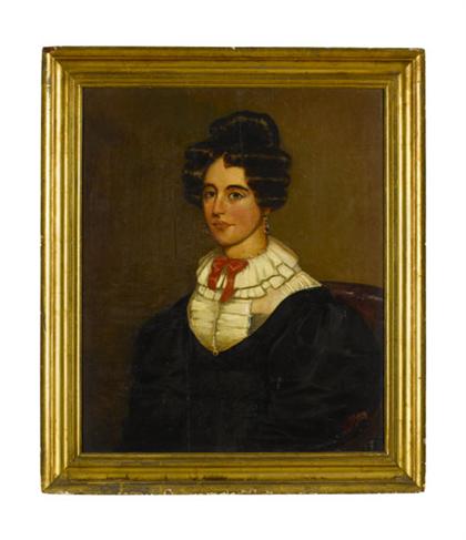 Appraisal: American School th century portrait of a lady with a