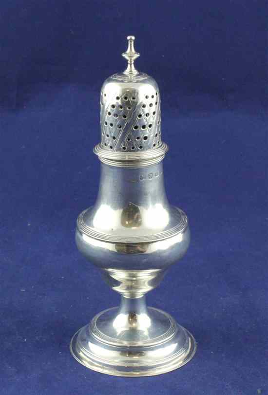 Appraisal: A George III silver sugar caster with inverted pear shaped