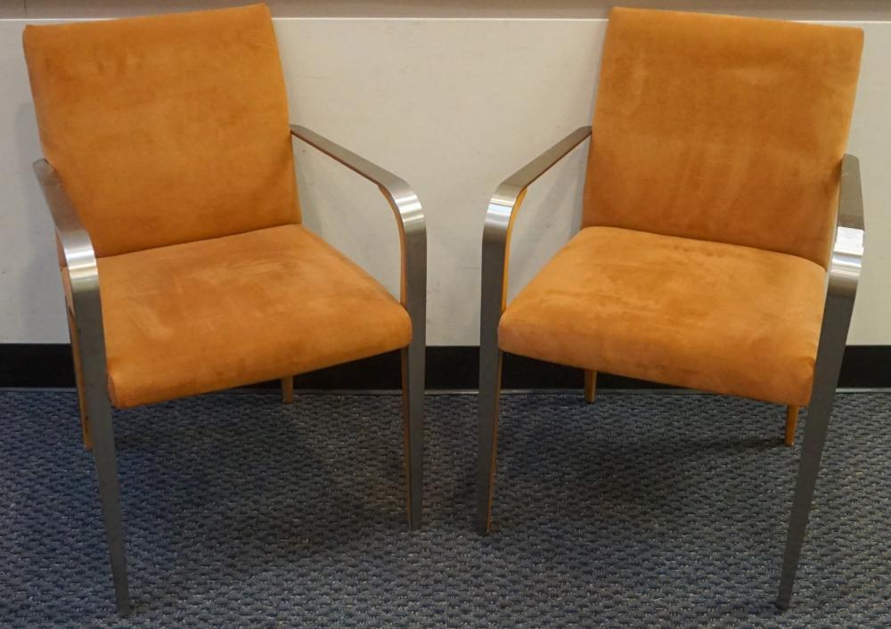 Appraisal: PAIR OF MARK GOETZ FOR BERNHARDT DESIGN BRUSHED STEEL AND