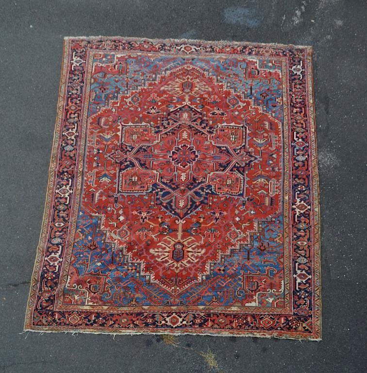 Appraisal: Persian Heriz Room Size Rug with pile wear loss end