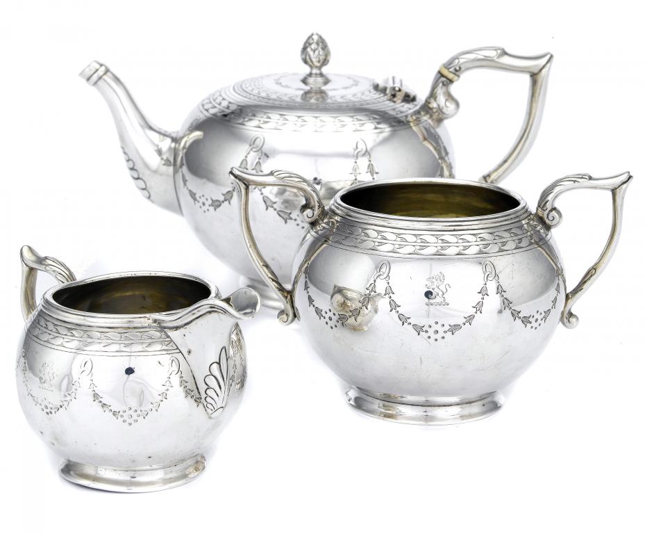 Appraisal: A SCOTTISH VICTORIAN OVOID TEA SERVICE with wishbone handle and