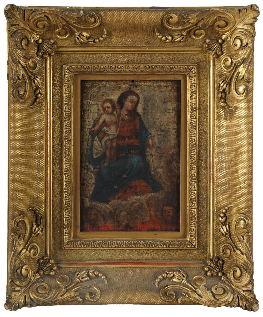 Appraisal: ITALIAN SCHOOL MADONNA CHILDoil on panel unsigned Condition with drilled