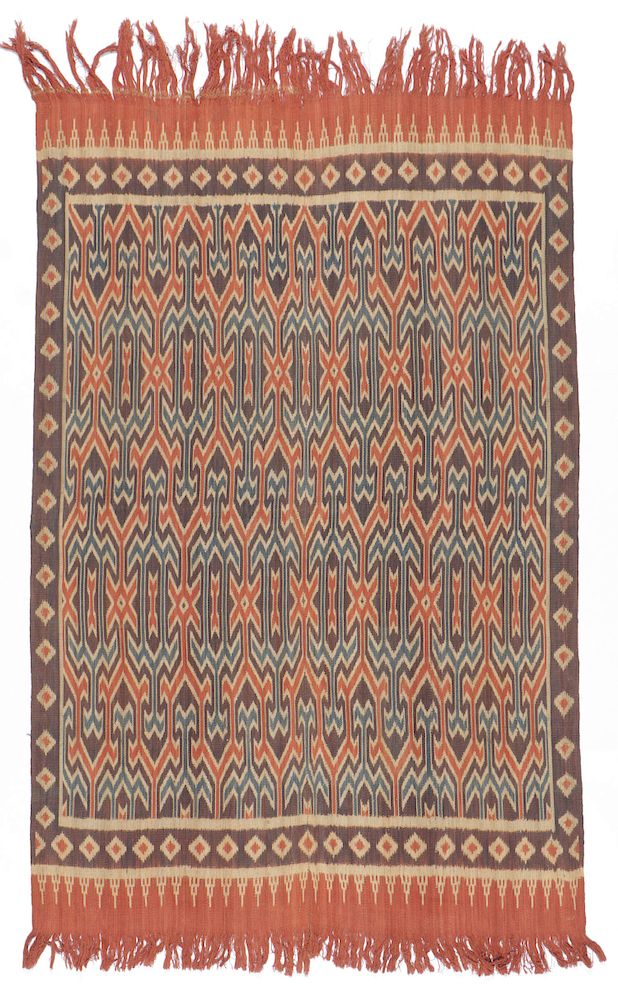 Appraisal: Toraja Ikat Textile Ceremonial textile sekomandi home spun cotton ikat