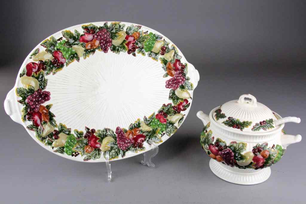 Appraisal: Pcs Ceramic Tray Tureen LadleTo include large handled platter and