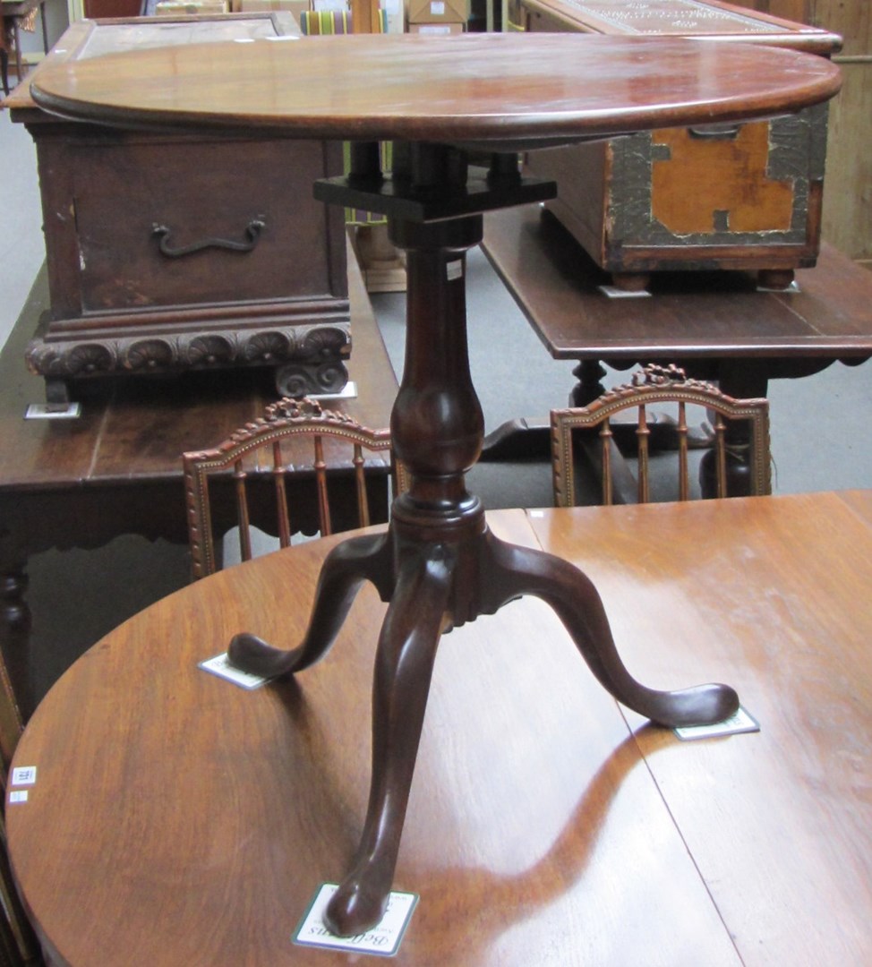 Appraisal: An th century mahogany occasional table the circular snap-top on