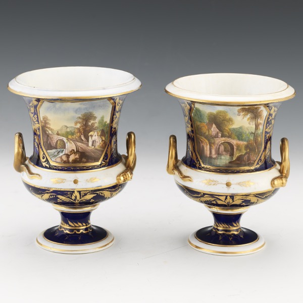 Appraisal: ROYAL CROWN DERBY PAIR OF PORCELAIN HAND PAINTED LANDSCAPE CAMPAGNA