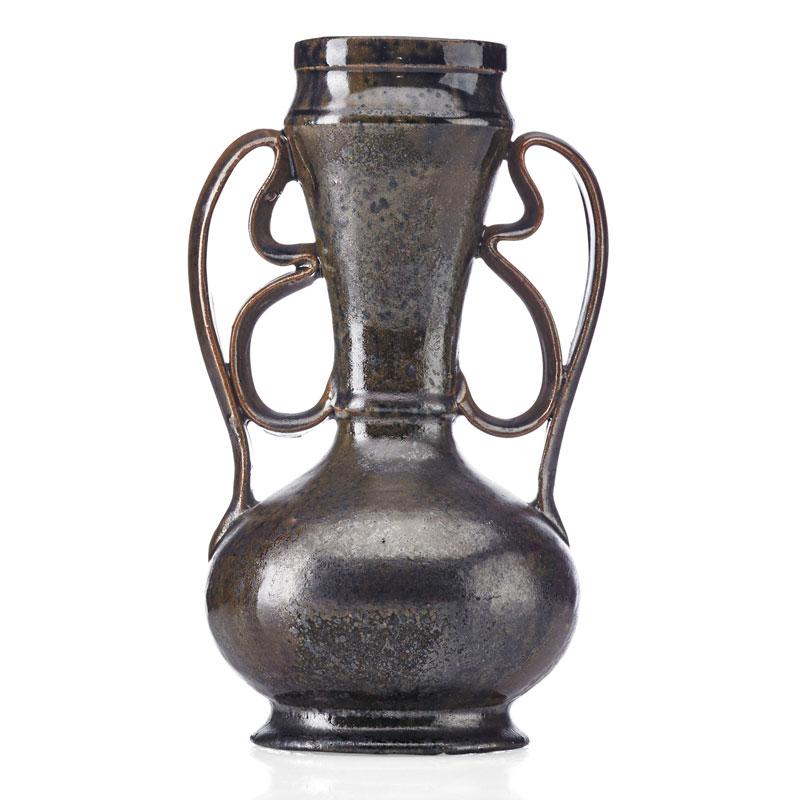 Appraisal: GEORGE OHR Exceptional two-handled vase Condition Report Excellent condition small