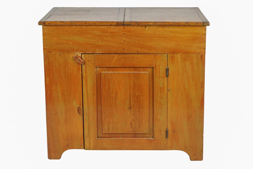 Appraisal: PINE DOUGH BIN CABINET th century the top with two