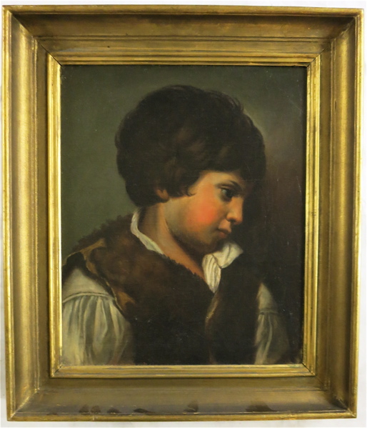 Appraisal: OIL ON CANVAS PORTRAIT OF A YOUNG BOY in profile