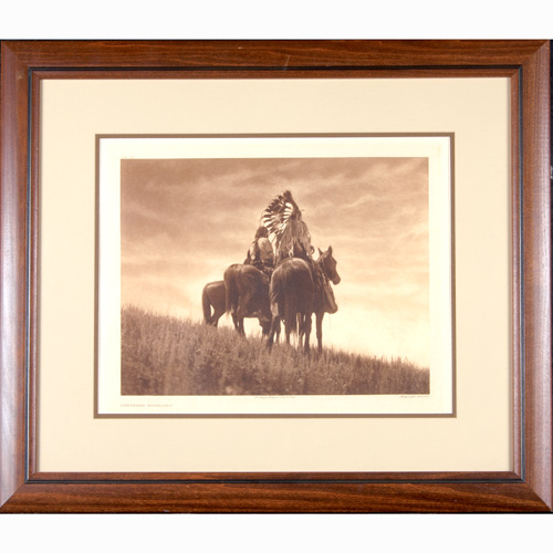 Appraisal: EDWARD S CURTIS Photogravure Cheyenne Warriors plate Matted and framed