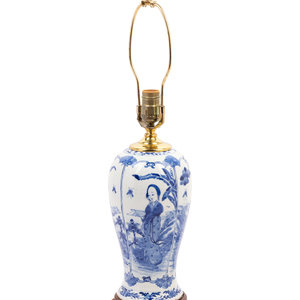 Appraisal: A Chinese Blue and White Porcelain Baluster Vase Mounted as