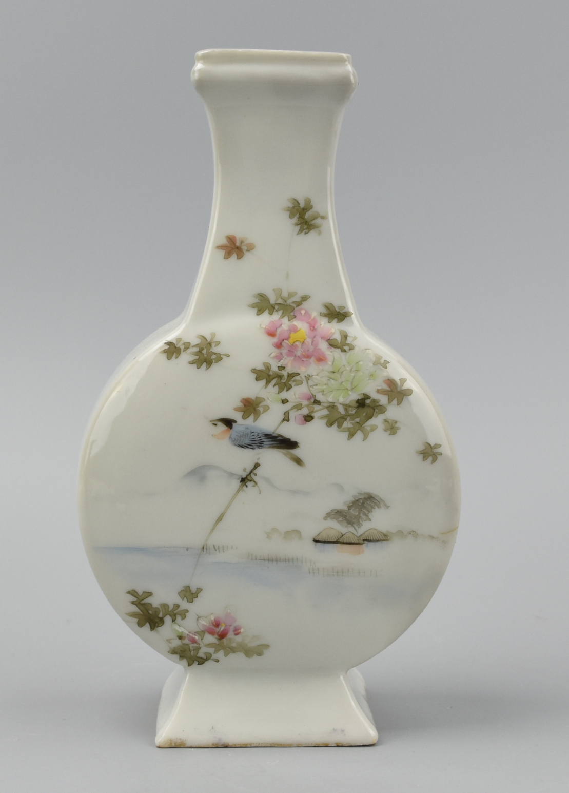 Appraisal: JAPANESE FAMILLE ROSE VASE W BIRD FLOWER TH C moon