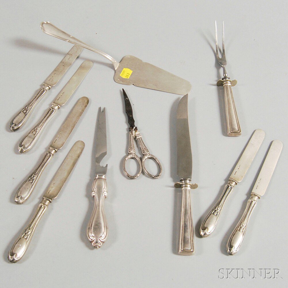 Appraisal: Small Group of Sterling-handled Flatware and Serving Items six William