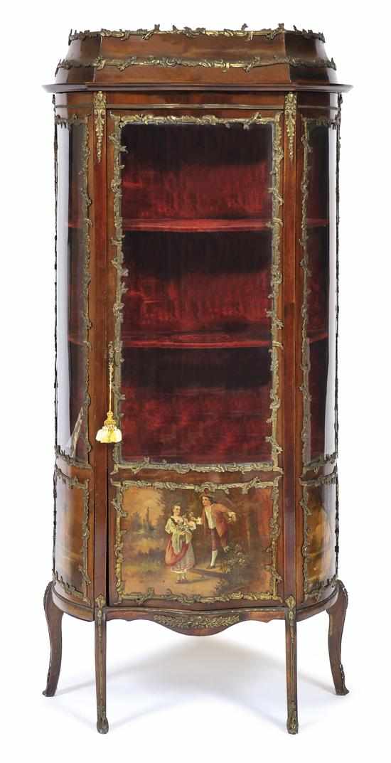 Appraisal: A LOUIS XVI STYLE GILT METAL MOUNTED MAHOGANY VITRINE The