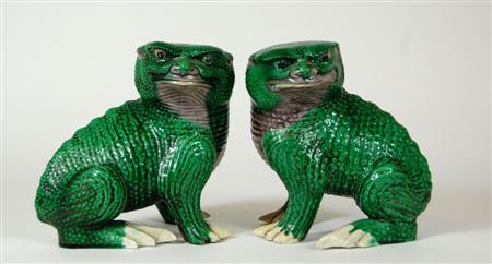 Appraisal: A pair of Chinese three-legged toads probably Qing Dynasty each