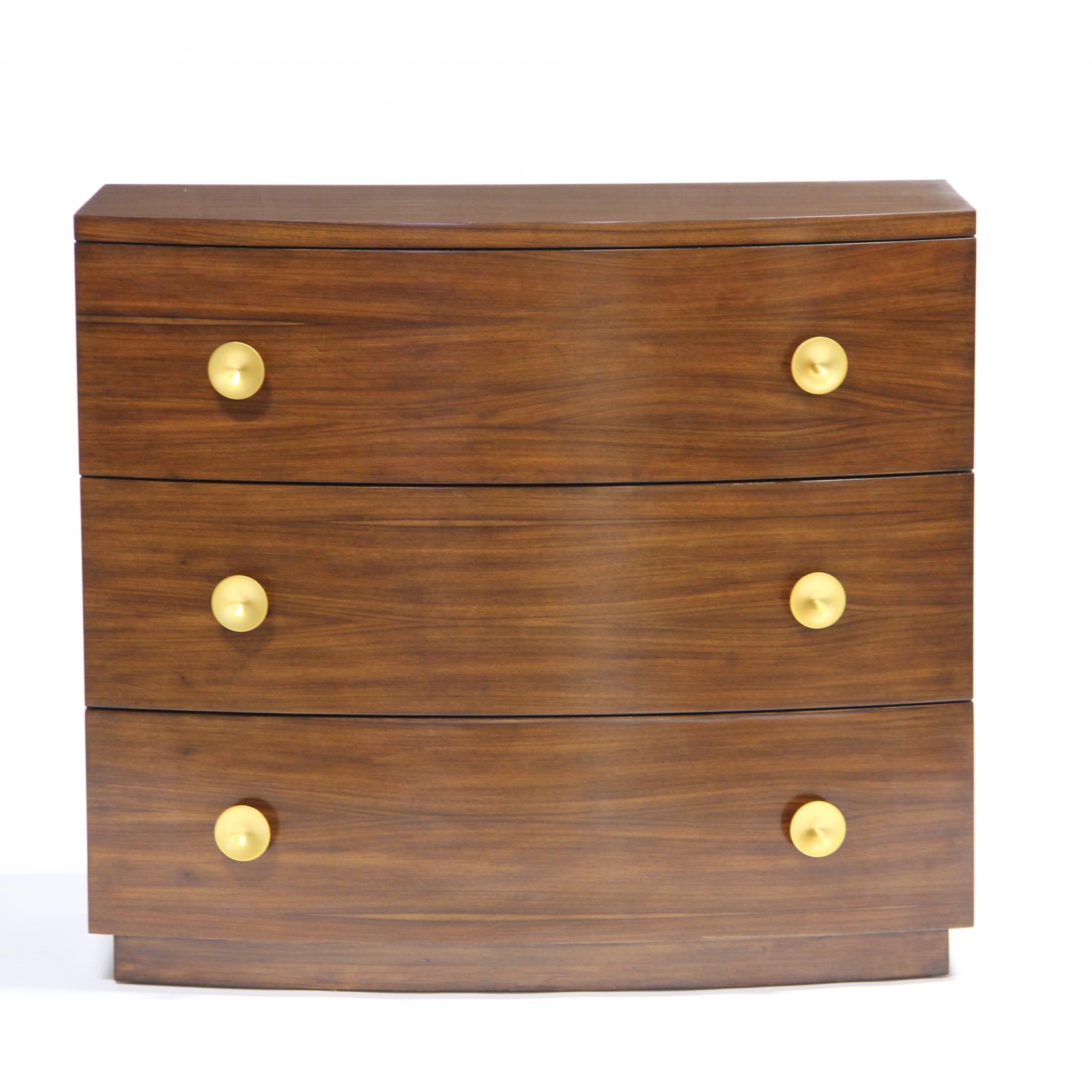 Appraisal: Modern History Bowfront Chest of Drawers contemporary rosewood veneer three