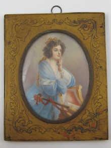 Appraisal: An oval portrait miniature of a lady in a rectangular