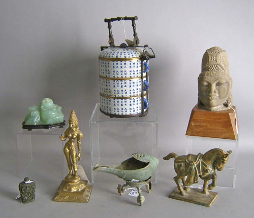 Appraisal: Asian table articles to include sculptures porcelain jade etc