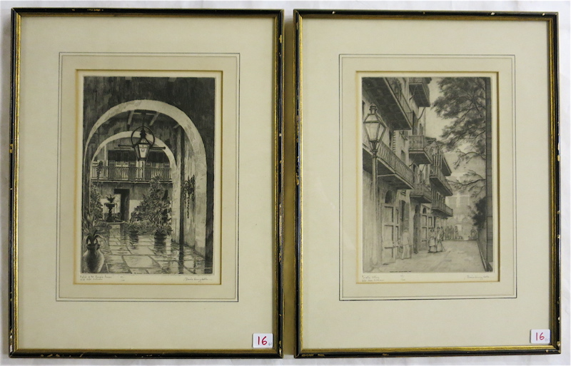 Appraisal: MORRIS HENRY HOBBS TWO ETCHINGS Louisiana Illinois - Patio of