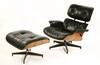 Appraisal: CHAIR AND OTTOMAN - Mid century laminated wood and black