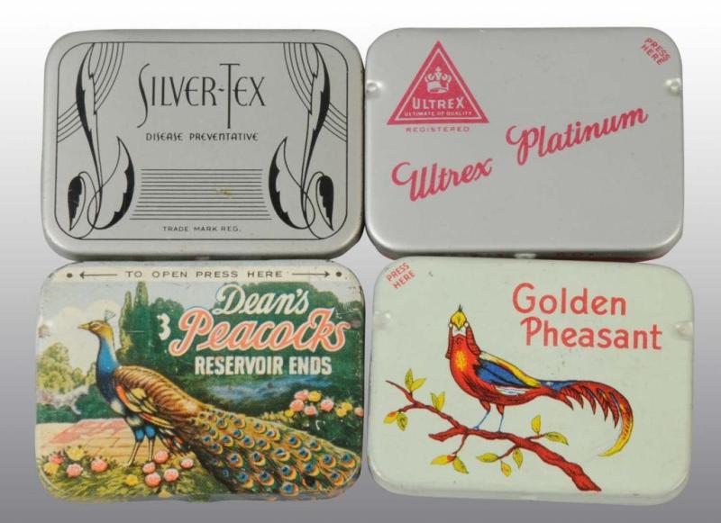 Appraisal: Lot of Condom Tins Description Includes Platinum Silver Tex Golden