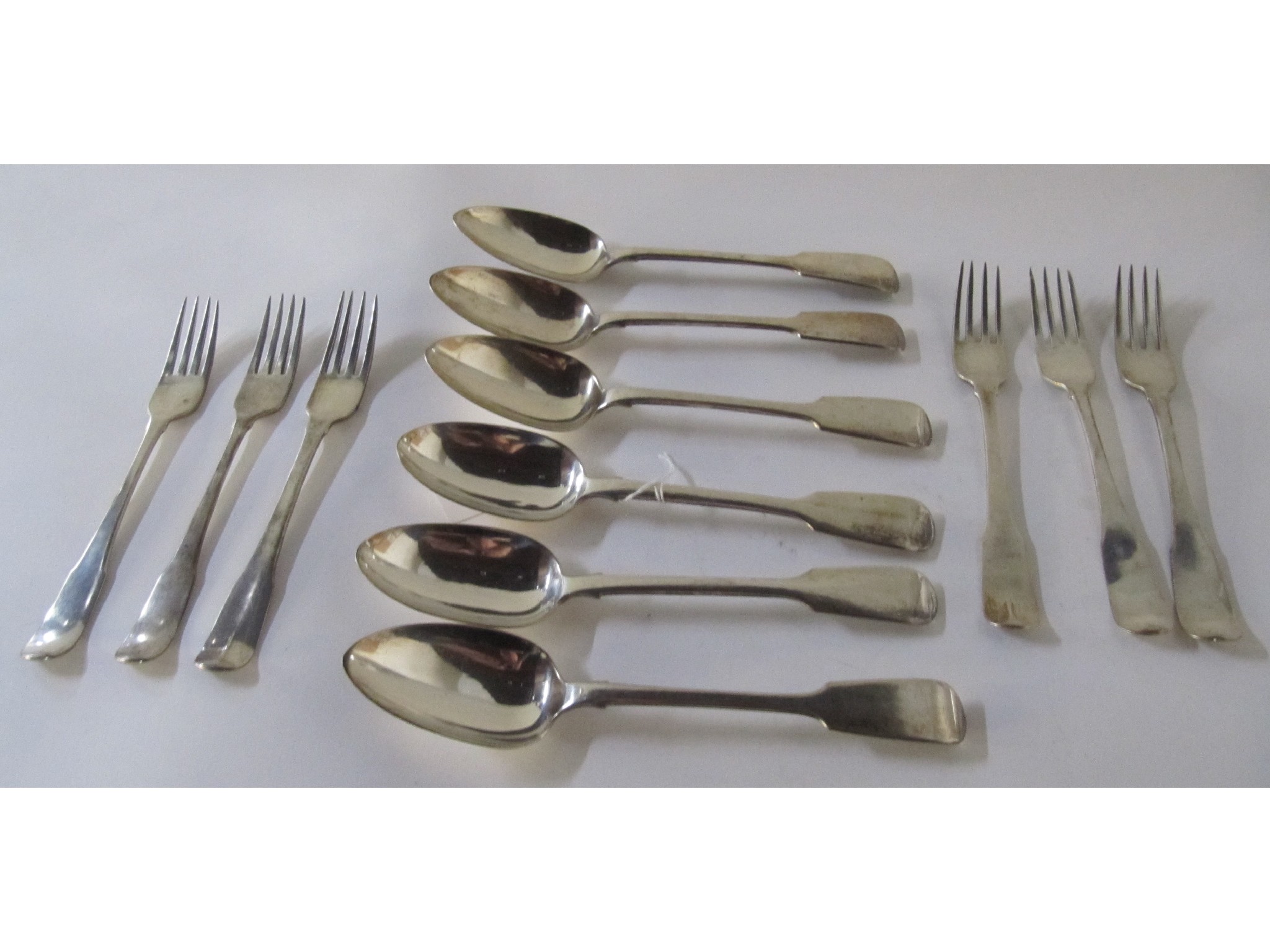 Appraisal: A lot comprising six silver tablespoons and six silver dinner