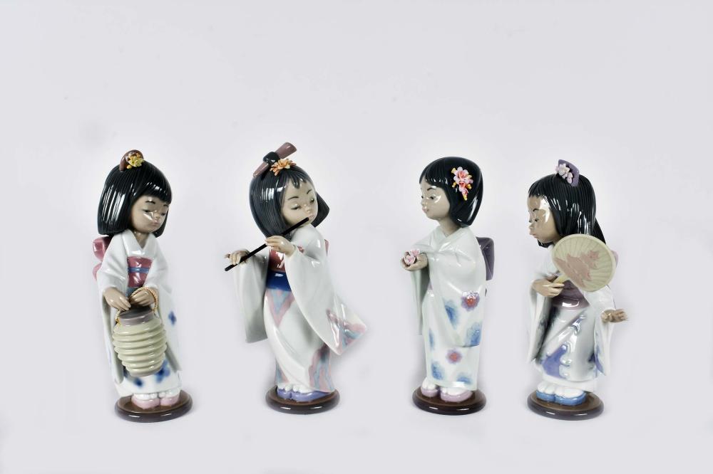 Appraisal: FOUR LLADRO PORCELAIN FIGURES OF JAPANESE GIRLSEach marked on the