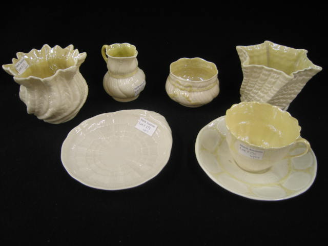 Appraisal: Pcs Irish Belleek Porcelain vases creamer sugar nappy cup saucer