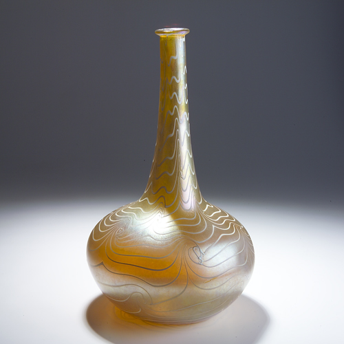 Appraisal: DURAND Good art glass vase c decorated with white swirling