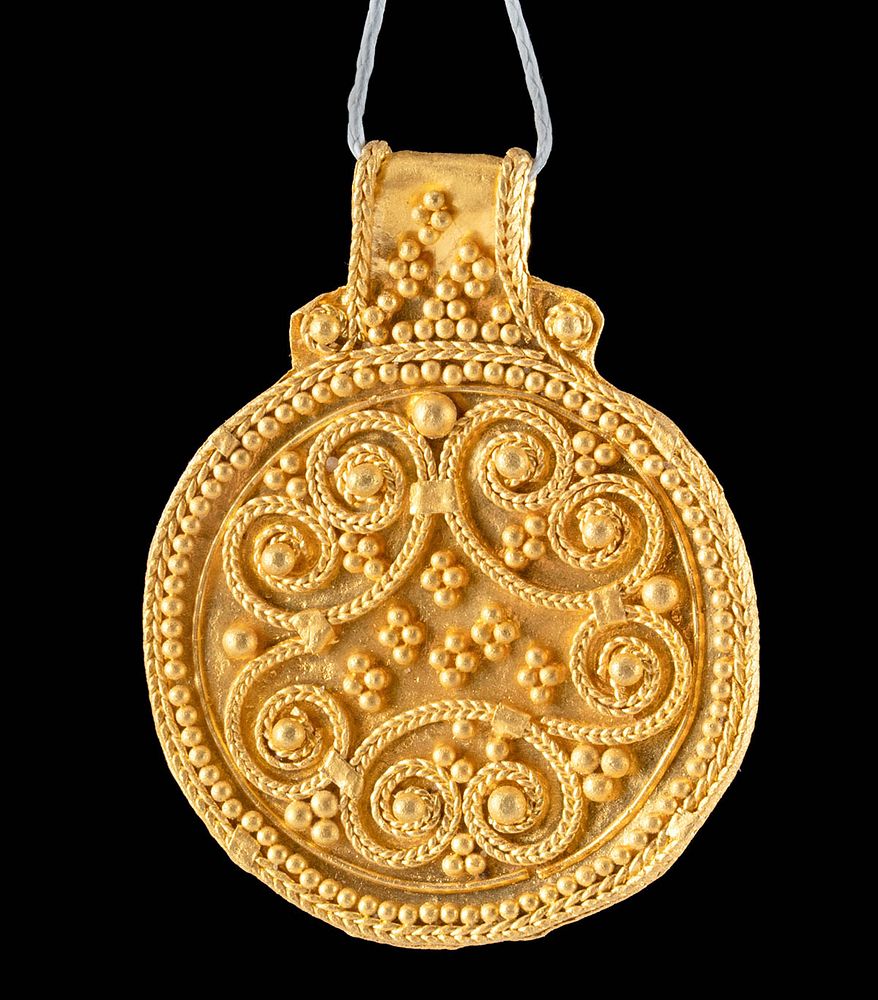 Appraisal: th C Viking Gold Bracteate Pendant Northern Europe Viking ca