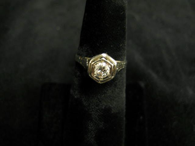 Appraisal: Diamond Solitaire Ring round diamond carat k white gold antique