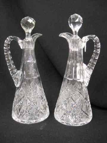 Appraisal: Pair of Brilliant Period Cut Glass Cruets fancy star fan