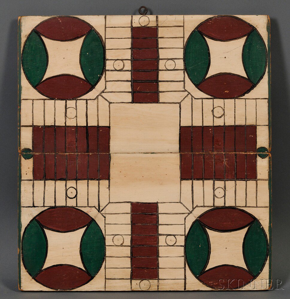 Appraisal: Painted Parcheesi Game Board America late th early th century