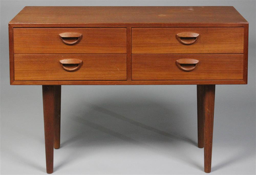 Appraisal: DANISH MID-CENTURY MODERN TEAK SIDE TABLE with four drawers above